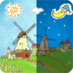 cartoon windmill android application logo